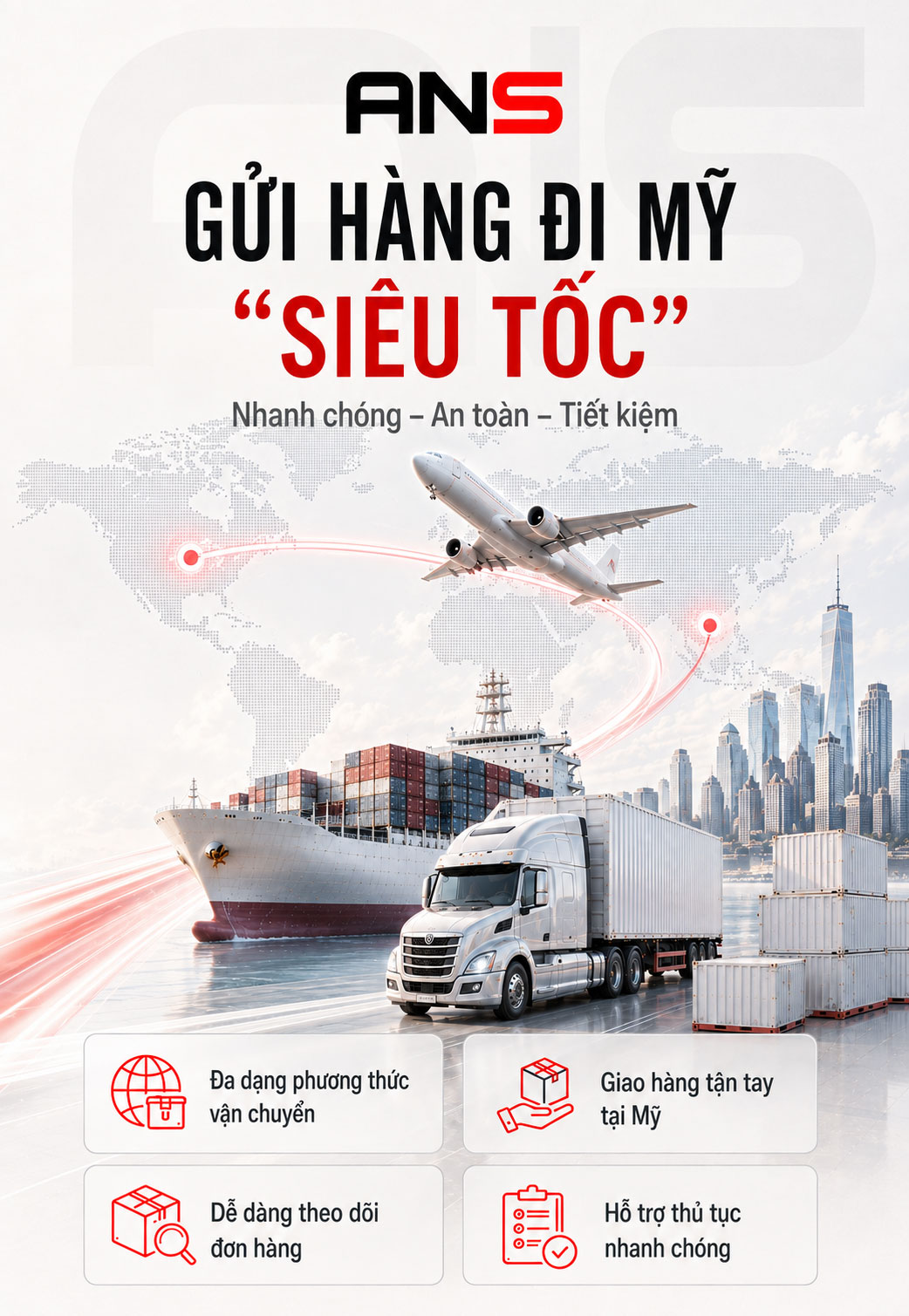 ANS Cargo - Gửi hàng đi Mỹ siêu tốc