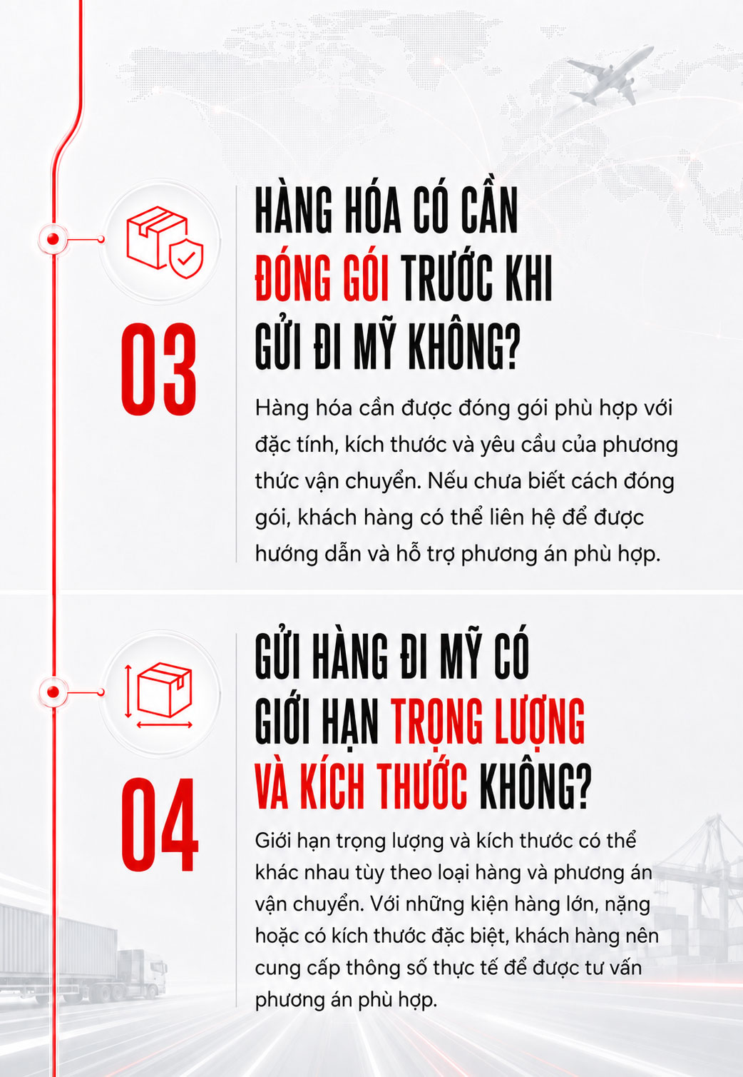 FAQ trọng lượng, nhiều loại hàng, thông tin người nhận